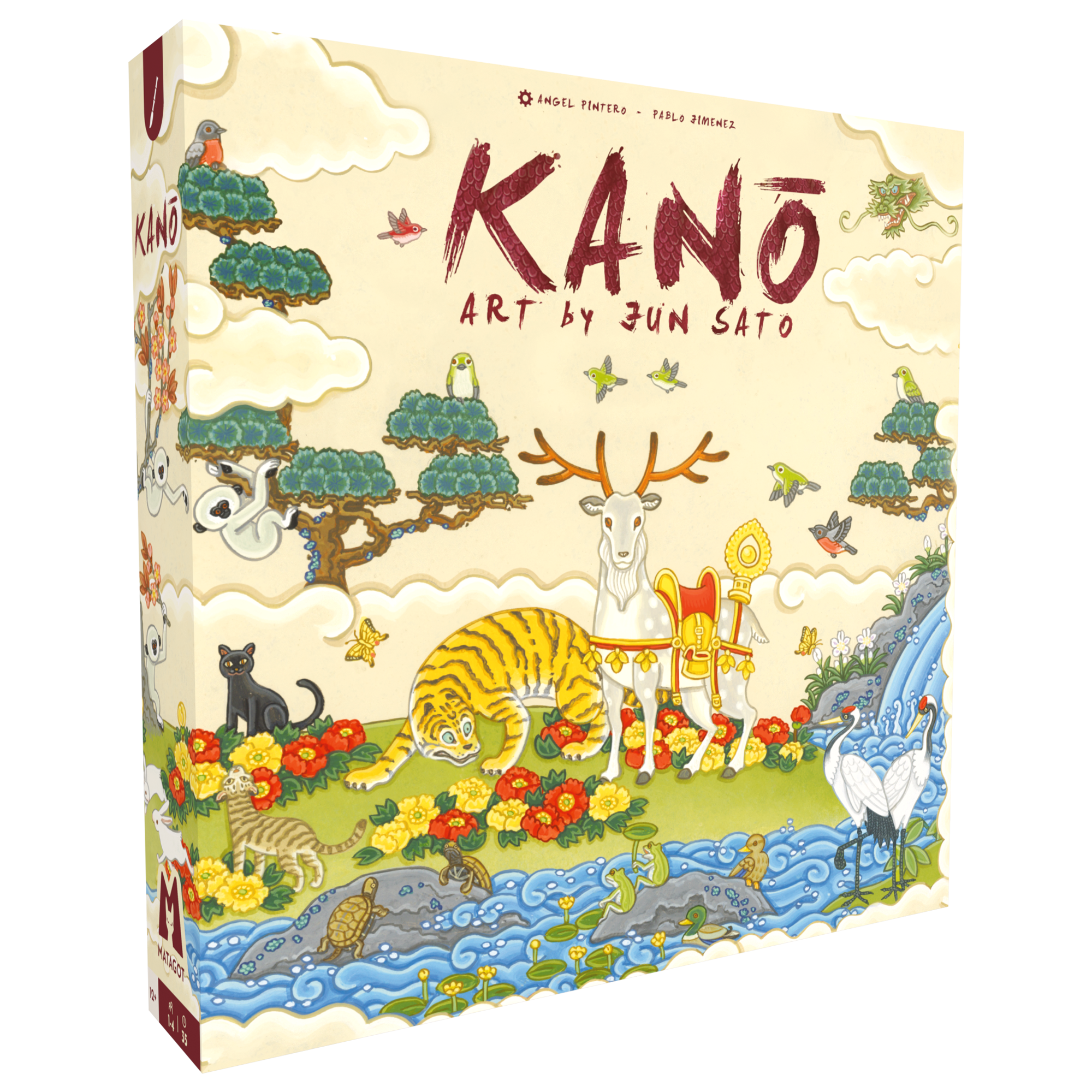 3D-Verpackung des Spiels Kano von Matagot mit Emakimono-Kunstmotiv
