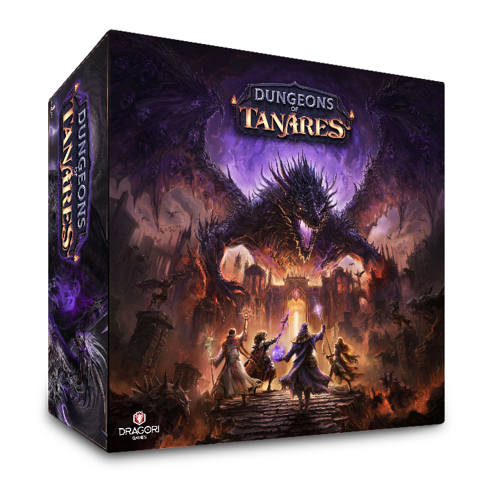 Verpackung von Dungeons of Tanares mit Drachen-Motiv