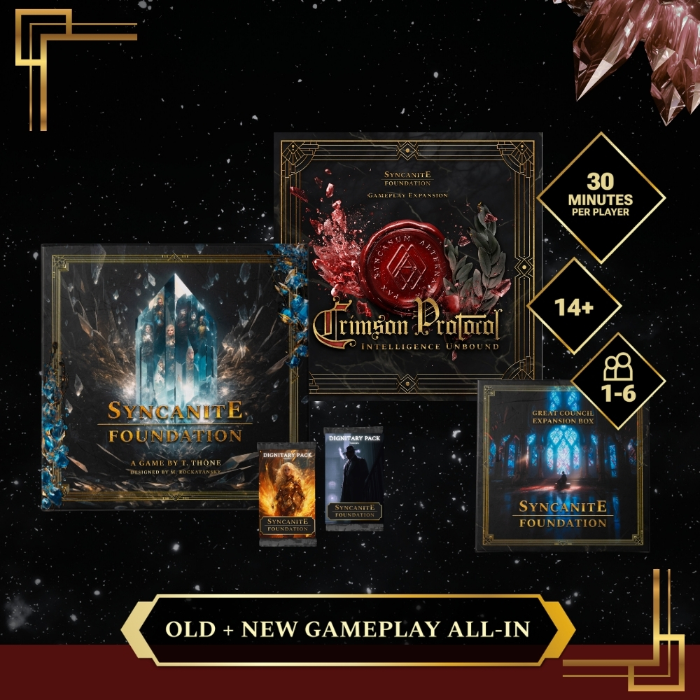 Crimson Conspirator Pledge mit Grundspiel und Crimson-Protocol-Erweiterung