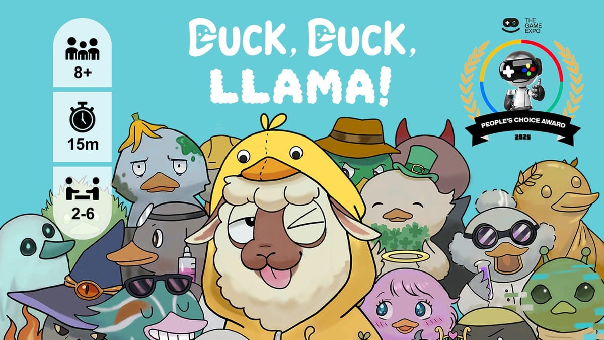 Offizielles Kampagnenbild von Duck, Duck, Llama! auf Kickstarter (Bizarre Studios)