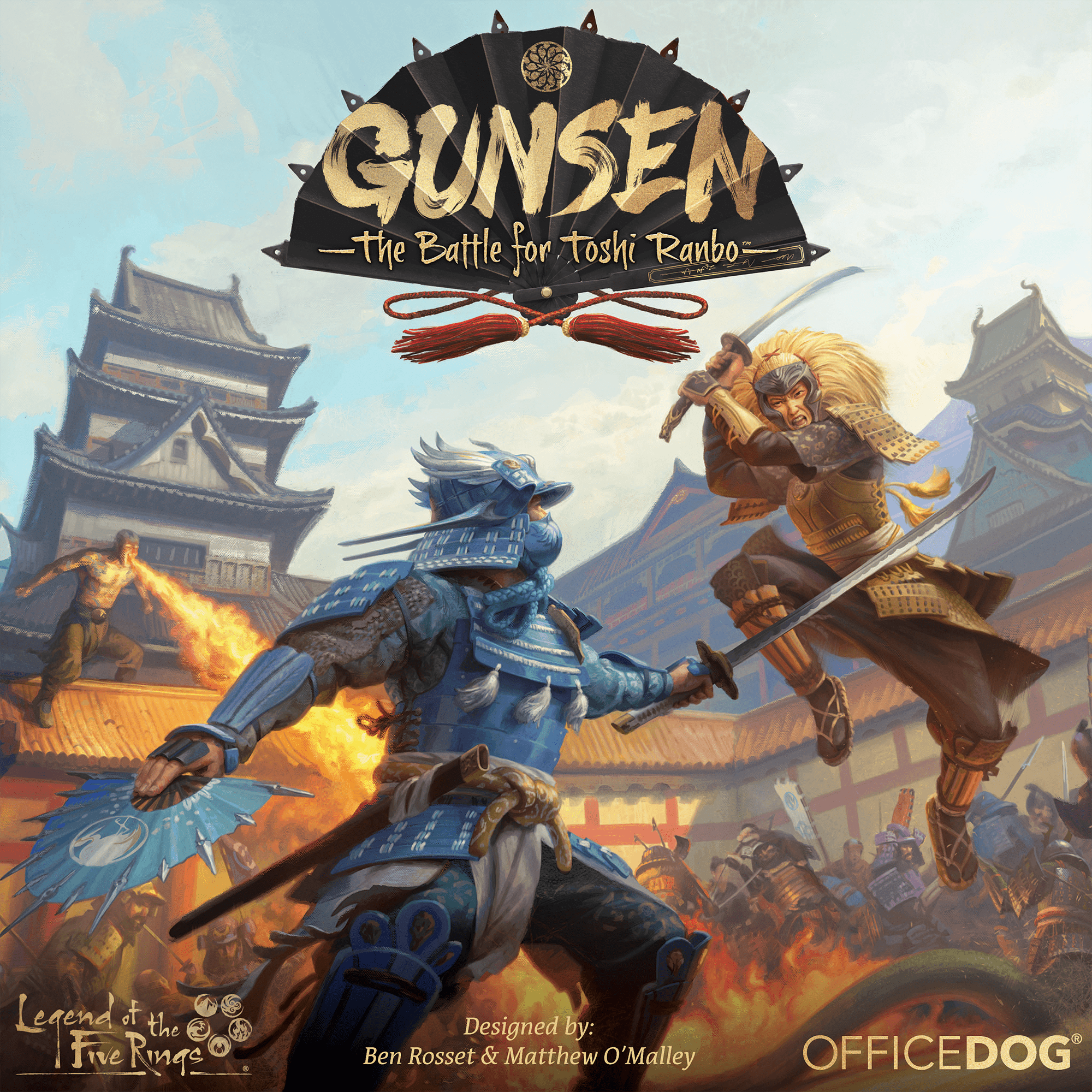 Verpackung von Gunsen: The Battle for Toshi Ranbo, Samurai-Motiv im Legend-of-the-Five-Rings-Setting