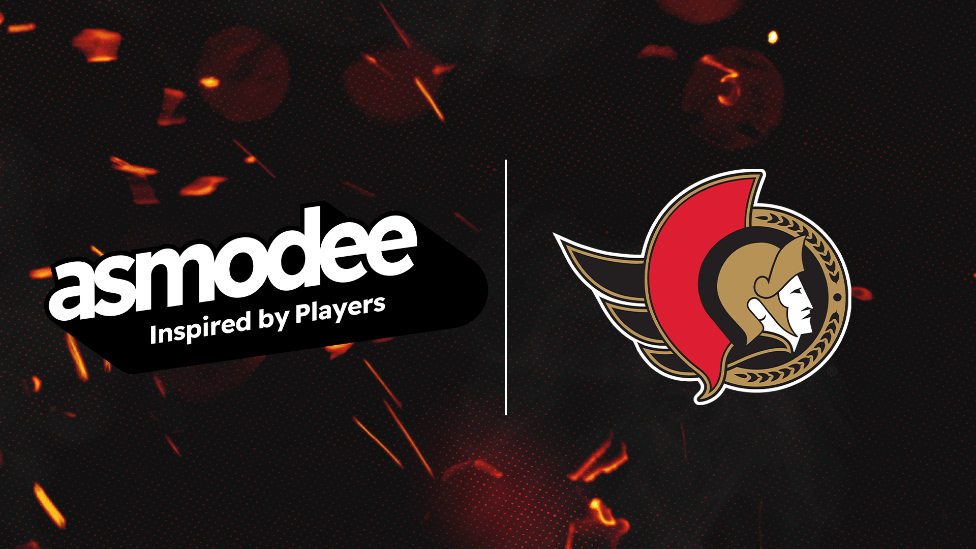 Ankündigungsgrafik zur Catan-Partnerschaft von Asmodee und den Ottawa Senators