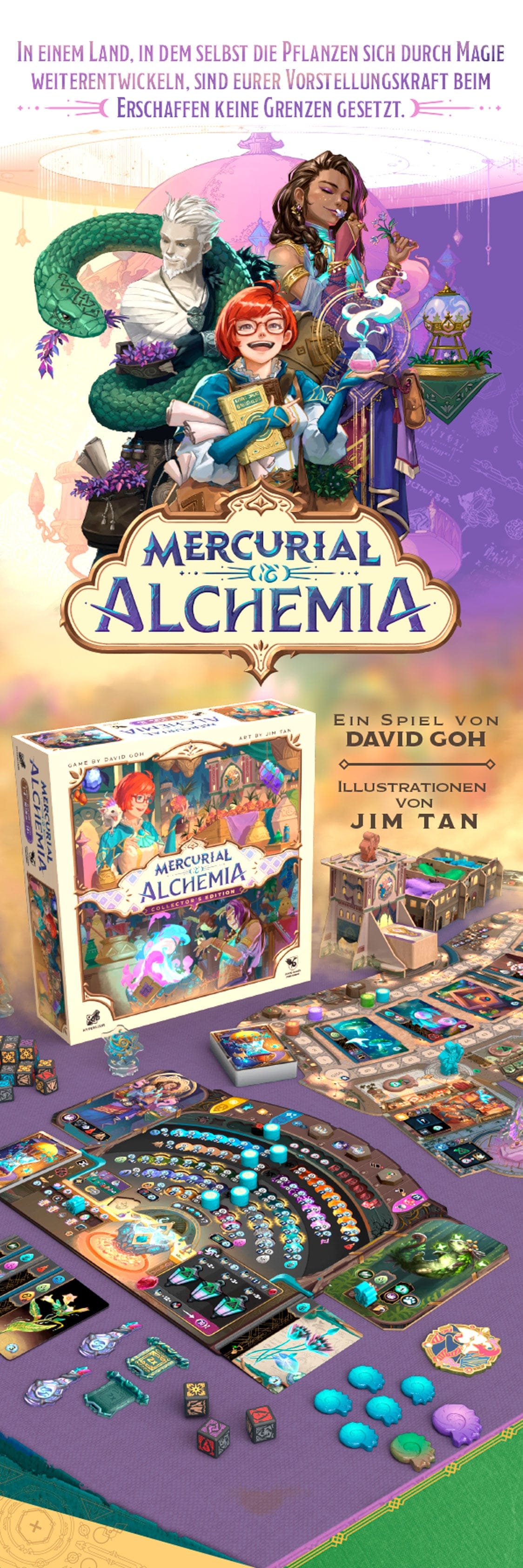 Spielcover und Atmosphärenbild von Mercurial: Alchemia (Giant Roc)