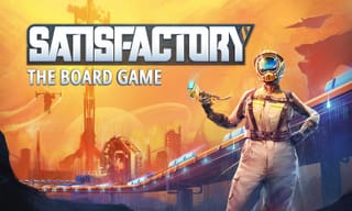Offizielles Ankündigungs-Keyart zu Satisfactory: The Board Game mit Fabrik- und Industriemotiv aus der Spielwelt