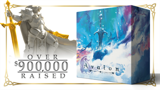Key-Art zu Avalon: The Riven Veil, Nebelinsel im Artus-Setting mit Rittern und Fabelwesen