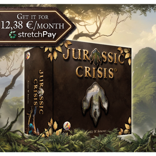 Verpackung von Jurassic Crisis (Sperling Spiele), Survival-Motiv mit Dinosauriern