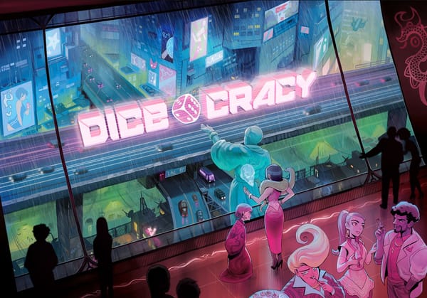 Diceocracy – Box-Cover des politischen Würfelspiels von Tobias Hall