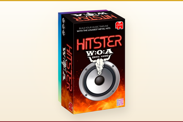 Spielschachtel der Hitster Wacken Edition von Jumbo mit Totenschädel-Logo und Lautsprecher-Motiv auf hellem Hintergrund