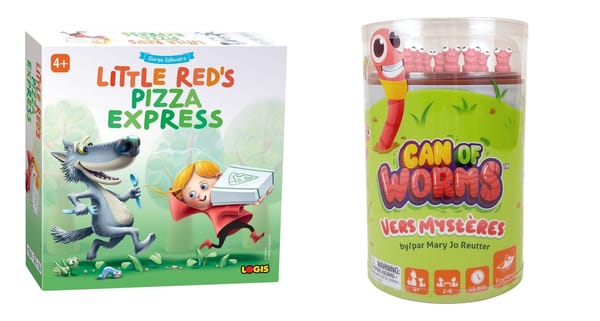 Packungscover von Little Red's Pizza Express (deutsche Fassung Ab durch den Wald) und Can of Worms (deutsche Fassung Noch’n Wurm bitte!)