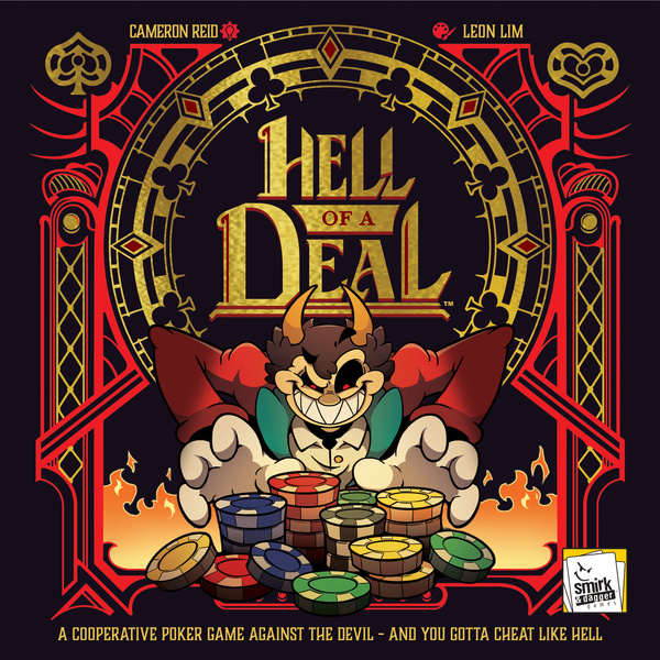 Cover von Hell of a Deal, kooperatives Poker-Kartenspiel von Smirk und Dagger Games