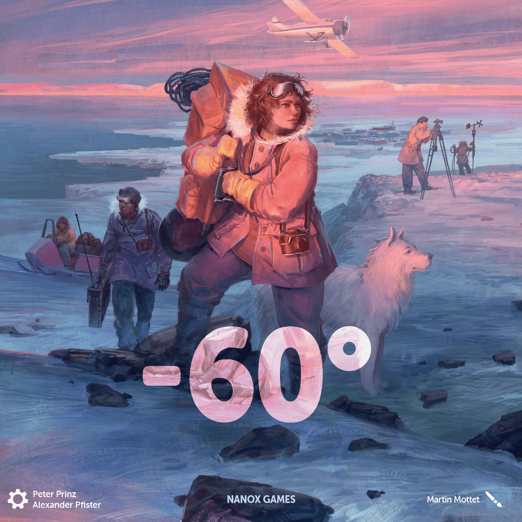 Cover-Illustration des Brettspiels -60° (Sixty Below) von Alexander Pfister und Peter Prinz