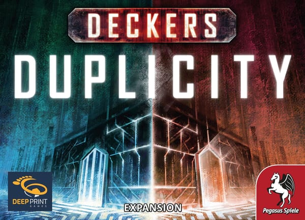 Verpackung der Erweiterung Deckers: Duplicity (Deep Print Games/Pegasus Spiele/DiceTree Games)